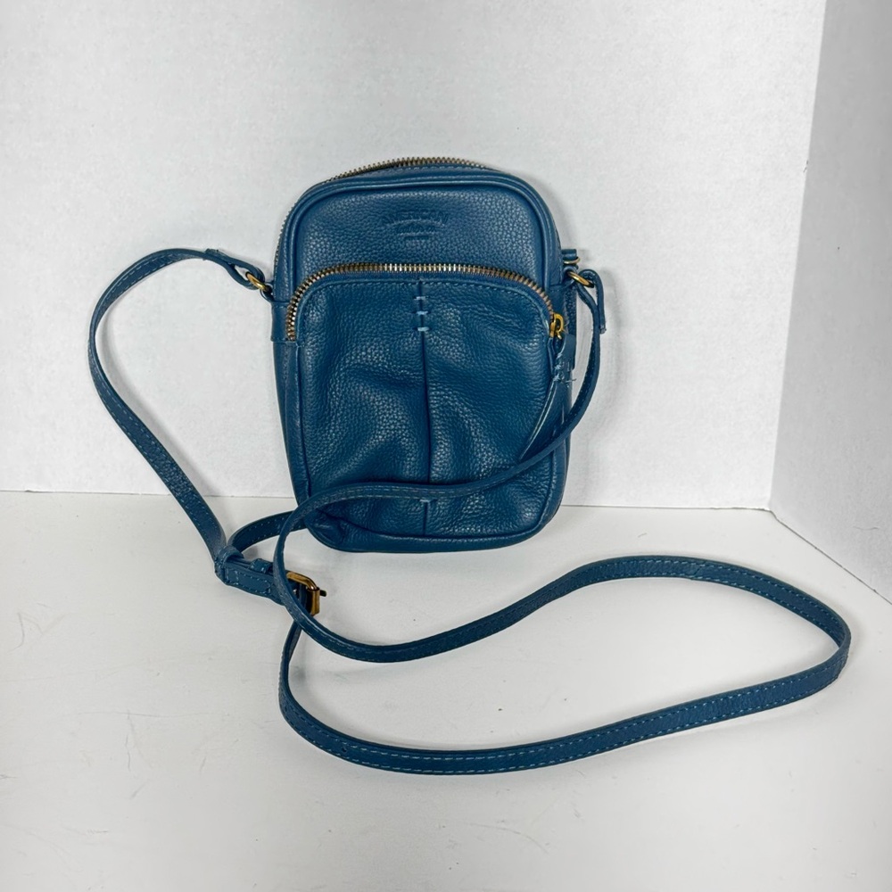American Leather Co. Cleveland NS Crossbody Pebbled Vibrant Blue Green